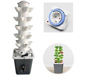 Torre de columna hidropónica, cultivo sin suelo, 30 agujeros, kit de germinación de plantas, sistema hidropónico vertical de 10l con temporizador