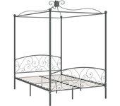 Cama matrimonial | cama para adultos | estructura de cama con dosel metal gris 140x200 cm cfw933251