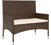 Banco de jardín | silla de jardín de 2 plazas con cojines ratán sintético marrón cfw31763