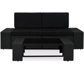 Juego de muebles de jardín 3 piezas | conjunto de comedor | conjunto de descanso ratán sintético negro cfw453255