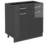Vicco mueble bajo de cocina r-line, antracita alto brillo, 80 cm sin encimera