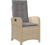 Sillón reclinable de jardín | silla de exterior | sillon jardín con cojines ratán pe beige mixto cfw601102