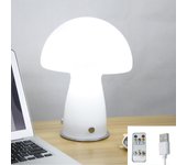 Lámpara de sobremesa mushroom, lámpara de sobremesa led de cristal, tres temperaturas de color, con mando a distancia, blanca (modelo con enchufe usb)