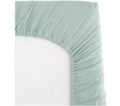 Sábana bajera envolvente - domiva - 70x140 cm - celadon - gasa de algodón