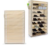 2 zapateros, 161x88x30 cm, armario vertical, estantería, 45 pares de zapatos, 10 pisos, cubierta con cremallera, beige