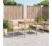 Set comedor de jardín 3 piezas | conjunto de jardín | muebles de jardín con cojines ratán sintético beige cfw931659