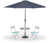 Relaxdays sombrilla, ø 300 cm, plegable, con manivela y funda, parasol redondo de jardín, balcón, terraza, antracita