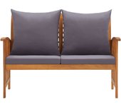 Banco de jardín con cojines 119 cm madera maciza de acacia