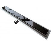 Bernstein - canal de ducha de acero inoxidable gl01 para mamparas de ducha - tapa de desagüe de cristal negro - longitud a elegir 100cm