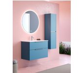 Mueble de baño suspendido con lavabo cerámico | 90 cm | 2 cajones con cierre amortiguado y organizador | island mate - cromo brillo