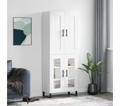 Aparador alto | aparador de comedor | armario de cocina madera contrachapada blanco 69,5x34x180 cm cfw61688