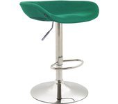 Taburete de bar regulable en altura y giratorio en fieltro verde patas en forma de tulipán de metal cromado con reposapiés 10_0001051
