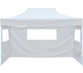 Carpa plegable profesional con 3 paredes acero blanco 3x4 m