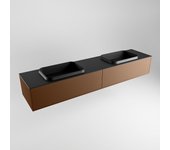 Mondiaz erin 200cm mueble de baño color rust con 2 cajones. con lavabo ridge doble sin orificios color urban
