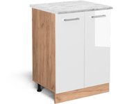 Vicco mueble bajo de cocina r-line, blanco alto brillo, 60 cm et mármol