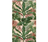 Papel pintado de hojas grandes verdes y fondo beige 391852