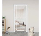 Puerta mosquitera para mascotas, cortina divisoria con cremallera, 100 x 210 cm, color blanco