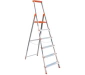 Escalera aluminio rolser bricolor 6 peldaños. certificada según norma europea en-131 para uso doméstico y profesional.