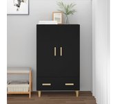 Aparador alto | aparador de comedor | armario de cocina de madera de ingeniería negro 70x31x115 cm cfw53626