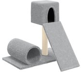 Rascador para gatos con postes de sisal gris claro 59 cm