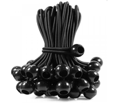 Paquete de 50 cuerdas elásticas negras de 150 mm con bola, extensibles para tiendas de campaña