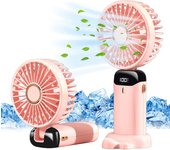 Mini ventilador de escritorio portátil usb, ventilador de bolsillo pequeño de 5 velocidades con base, ventilador de escritorio plegable (rosa)