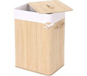 Cesto para ropa sucia hwc-c21, cesto para ropa sucia cesto para ropa sucia, bambú 61x43x32cm 70l ~ color natural