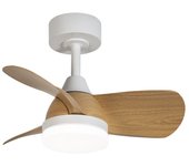 Ventilador de techo led byan mini blanco+madera 18w 2000lm cct intensidad regulable con mando a distancia