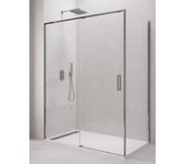 Mampara de ducha angular allstone cetus 1+1 con lateral fijo, sin perfil inferior 125x70 cm perfíl cromo