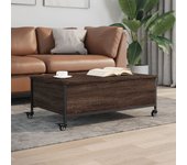 Mesa de centro con ruedas de madera de roble marrón