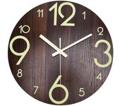 Reloj luminoso decorativo de madera de 30 cm de diámetro para cocina.