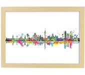 Poster de madrid estilo acuarela. mix de láminas con estilo acuarela marco negro - a3