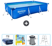 Paquete de piscina - bestway - rectángulo - 300x201x66 cm + accesorios cb9