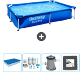 Paquete de piscina - bestway - rectángulo - 221x150x43 cm + accesorios cb3