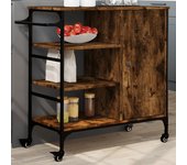 Carro de cocina roble ahumado 87,5x38,5x84,5 cm madera contrachapada