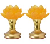 Juego de 2 lámparas budistas con forma de loto y bola de cristal led de colores, lámpara de buda con ajuste de 3 colores, luz de flor enchufable, lu