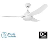 Ventilador techo 3 aspas lampara madera/metal blan