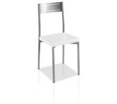 Pack 4 sillas para comedor acabado cromo tapizado polipiel blanco, 86 cm(alto)39 cm(ancho)