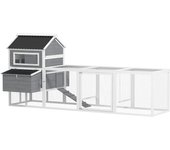 Gallinero para exterior pawhut madera de abeto, acero gris claro 315.5x150.5x140.5 cm