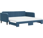 Sofá cama nido con colchón terciopelo azul 100x200 cm
