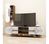 Mueble tv con estante defne blanco nogal
