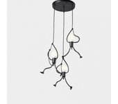 Sospensione con tre piccoli uomini su disco - lampada decorativa personalizzata per ristoranti, caffè e negozi di abbigliamento - luce a tre colori