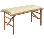 Vidaxl banco de jardín plegable con cojín bambú 118 cm