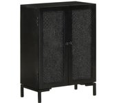 Aparador | aparador de comedor | armario de cocina de hierro y madera maciza de mango negro 55x30x77 cm cfw54436