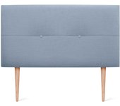 Dhome cabecero de lino natural con botones y patas de madera cabezal tapizado cama dormitorio moderno top trending (azul, 105cm)
