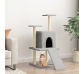 Vidaxl rascador para gatos con postes de sisal gris claro 110 cm
