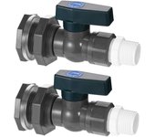 Grifo de barril de agua de pvc de 2 uds con adaptador de grifo de manguera de montaje de mamparo, para tanques de agua