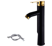 Grifo mezclador de agua fría y caliente, grifo de lavabo monomando (color: versión alta de oro negro)