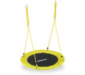 Relaxdays columpio jardín nido de altura ajustable para niños y adultos, hasta 100 kg, amarillo, ø 90 cm