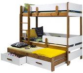 Litera henderson 146, litera con cama extra, blanco, 90x190, 90x200, madera, aglomerado laminado, somieres, 103x208x171cm